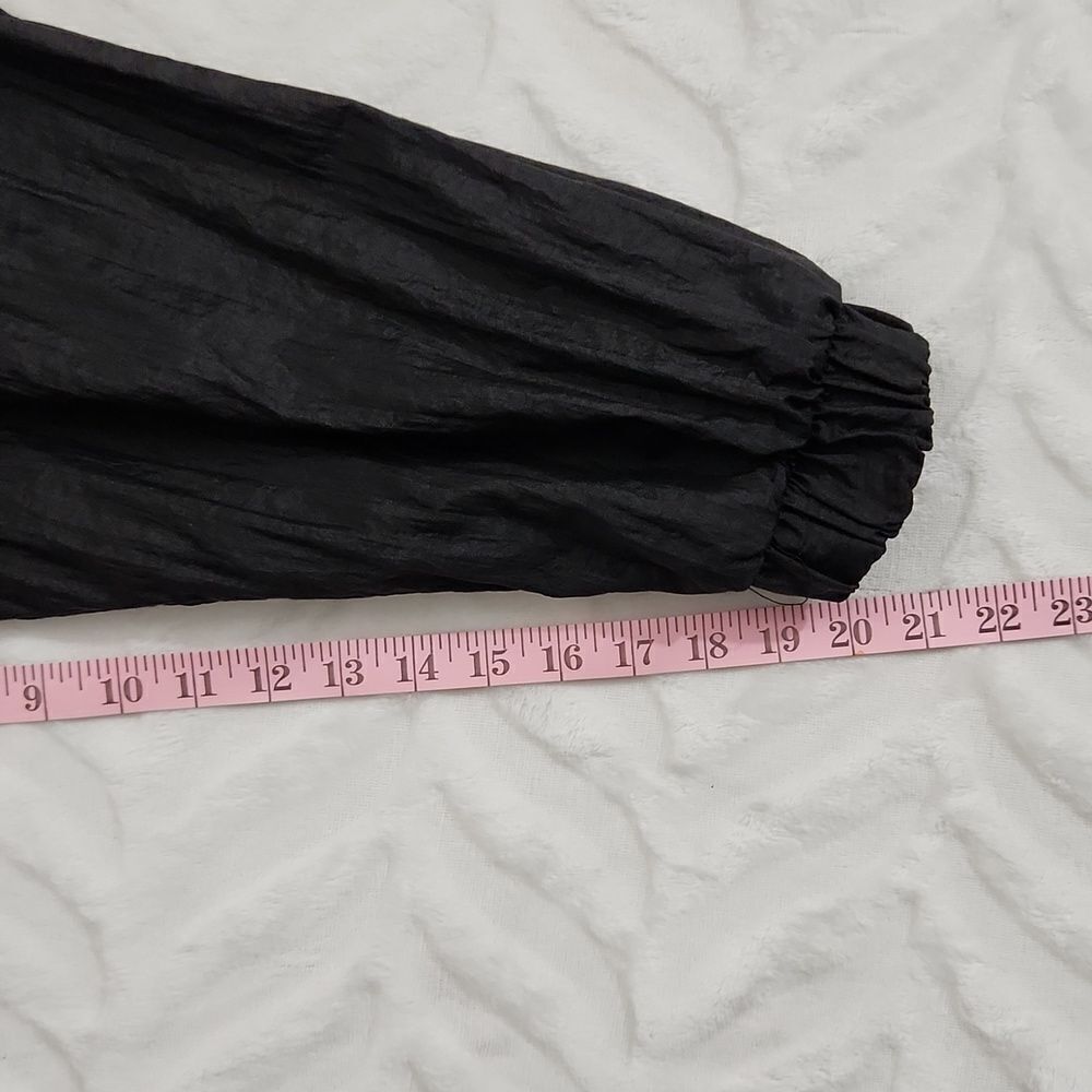 *Vintage Reversible Black Metallic Windbreaker Jacket Full Zip Oversized - Picture 10 of 11